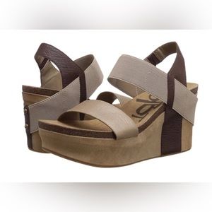 OtBt Bushnell platform, wedge sandals, in women’s size 9, BNIB, coffee bean